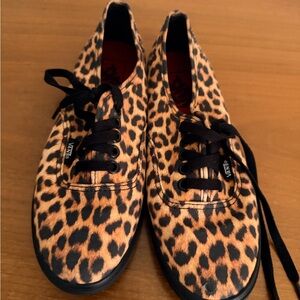 Vans Leopard Print Canvas Sneakers in Black and Brown